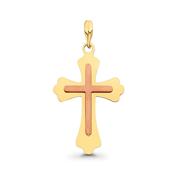 Two Tone Gold 14K Real Religious Crucifix Charm Pendant 22mmX15mm 0.8grams